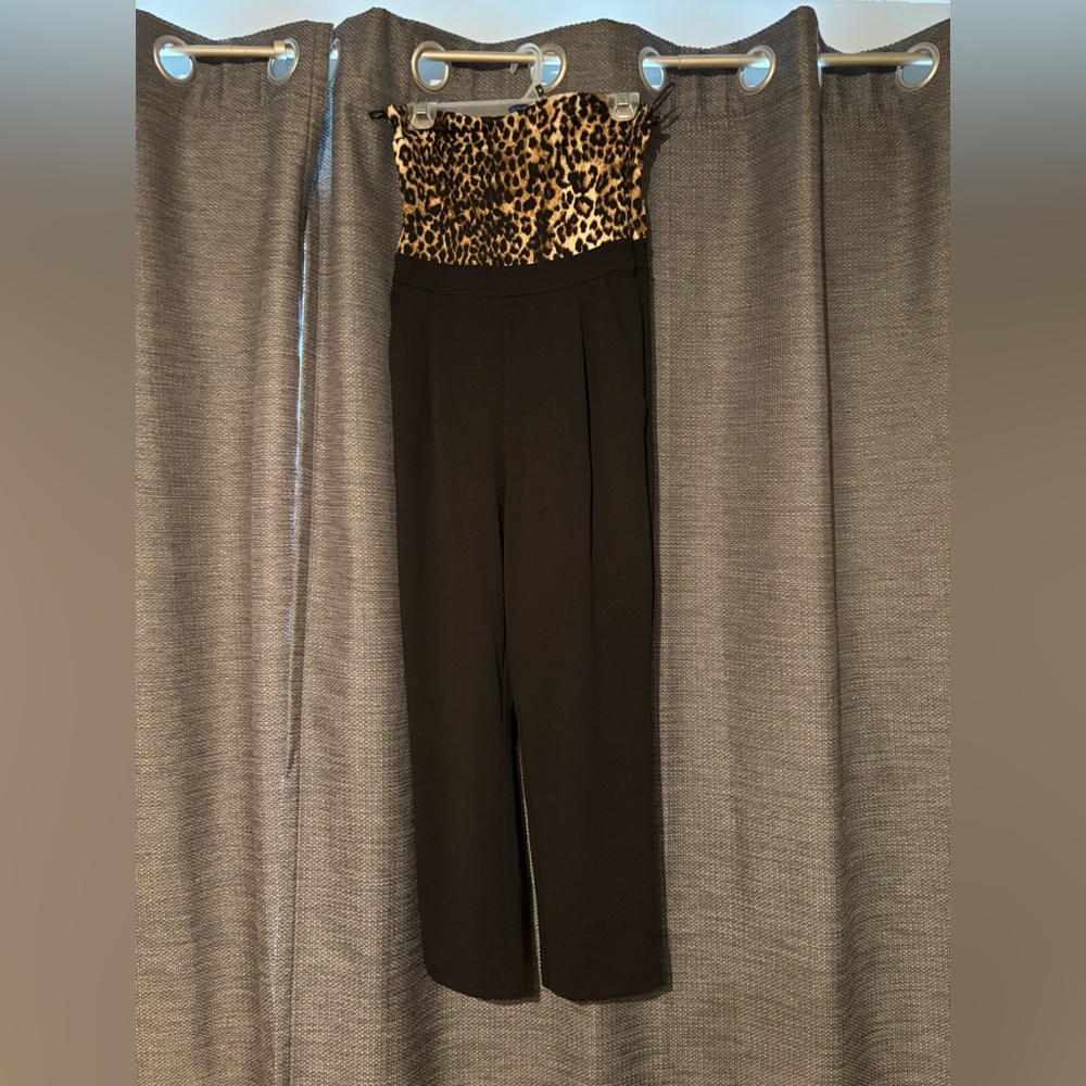 Express Leopard Print and Black Jumpsuit